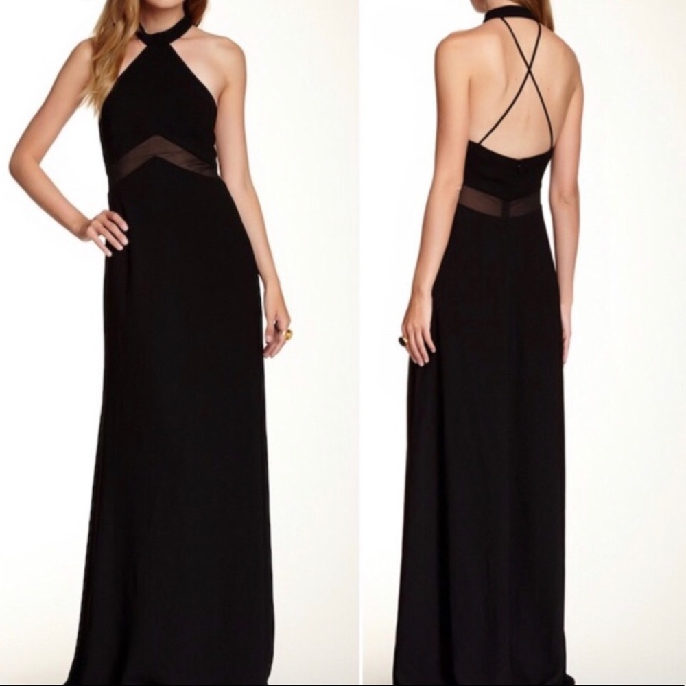 NWT Jill Stuart black halter dress mesh insert 2